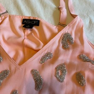 AS by DF Pink Leopard Top with Beaded Embellishments